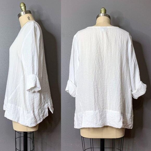 NICHE by Nilgun Derman Rolled Sleeve Lagenlook Top Medium - Picture 2 of 8